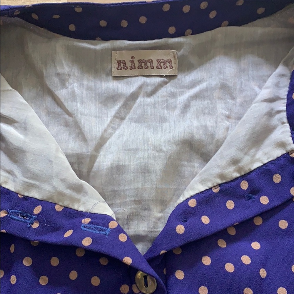 NIMM blue & gold tone polka dot belted dress - Picture 5 of 7